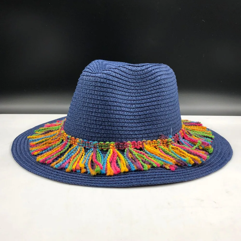 2019 جديد المرأة الطبيعي واسعة حافة لدغ الرافية قبعات من القش هامش النساء عادي كبيرة الشاطئ الصيف الشمس قبعات كبيرة قبعة من القش الفاتحة
