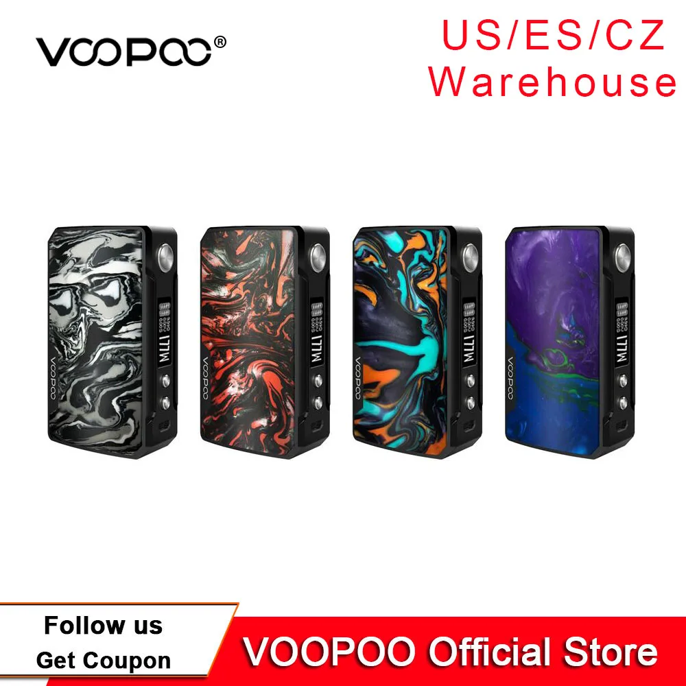 

Original VOOPOO DRAG 2 Mod 177w Resin Box Mod Powered By Dual 18650 Battery Voopoo Mod Electronic Cigarette Vs Drag Nano X217