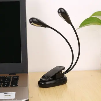 

2 Dual Flexible Arms 4 LED Clip-on Light Lamp for Piano Music Stand Book