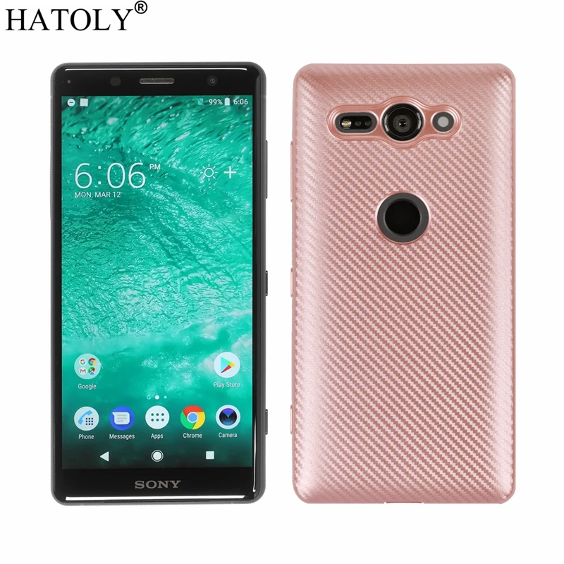 HATOLY для Fundas Sony Xperia XZ2 компактный чехол ультра-тонкий мягкий ТПУ углеродное