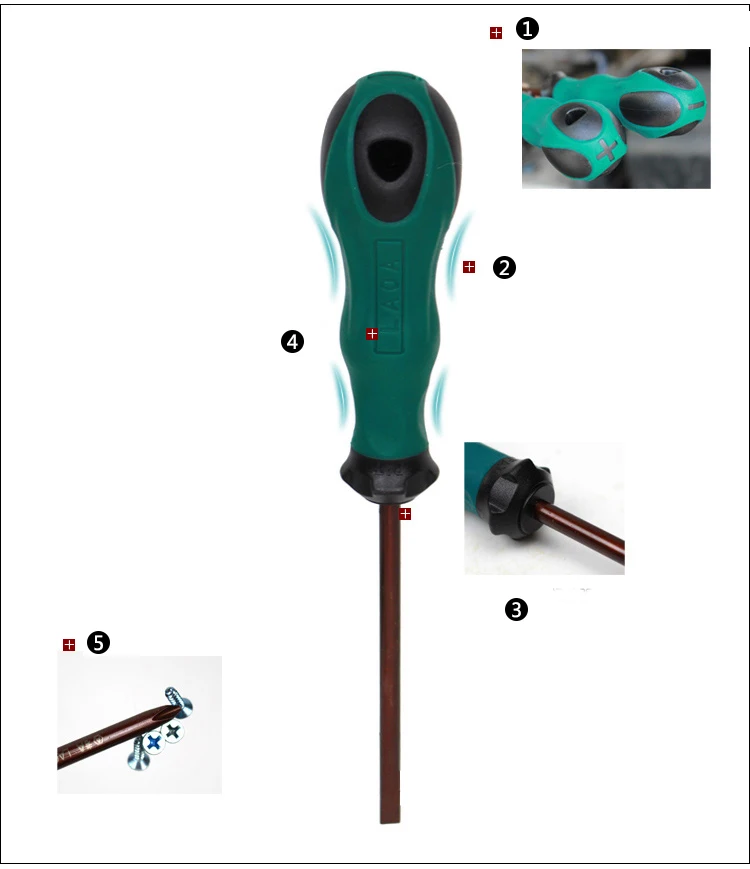 LAOA 1 шт. отвертка S2 материал шлицевые крестовые отвертки бытовой ремонт ручные инструменты с мягкой ручкой