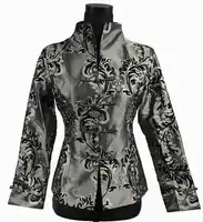 Faddish グレー中国の伝統女性のシルクサテンジャケットコートアウター ML XL XXL xxxl 2306 から 1