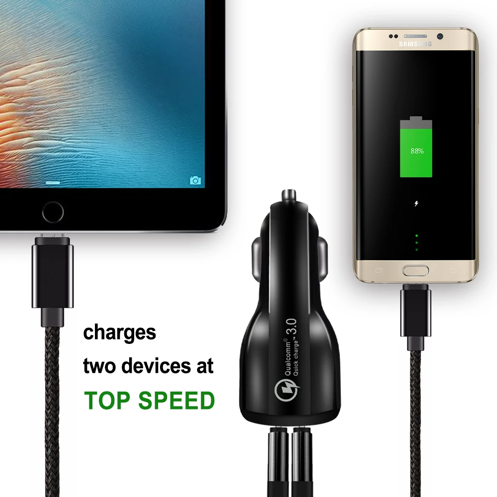 Автомобильное зарядное устройство A.S Quick Charge 3,0 Quick USB для iPhone, samsung, Xiaomi, huawei, автомобильное зарядное устройство