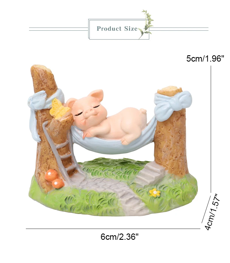 Creative Sleeping Pig Model Figurines Cute Pig Resin Crafts Cartoon Miniature Home Decoration Garden Accessories Birthday Gifts