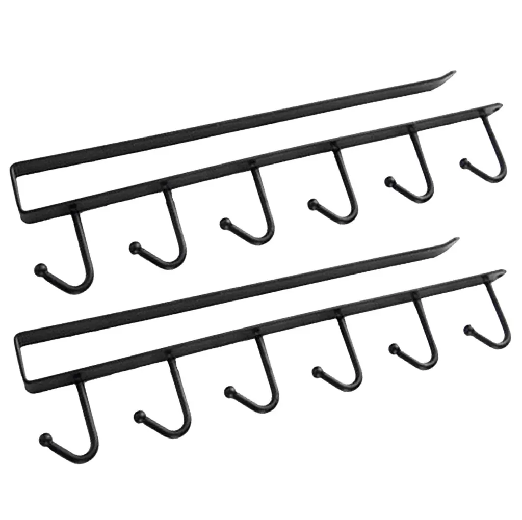 

2 Pcs Cupboard Organizer Kitchen Storage Hanging Hanger 6 Iron Hooks Type Kitchen Storage Rack Cupboard Hanging Hook New