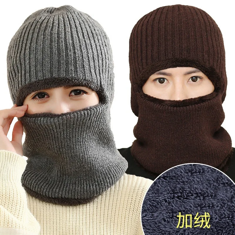 Unisex Neck warmer knit cap scarf cap two piece Winter Hats For Men Fur ...