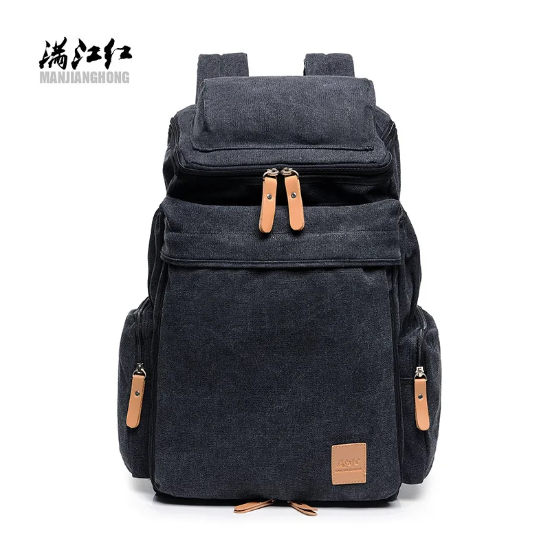 Большой Вместительный Мужской винтажный рюкзак для путешествий, рюкзак для ноутбука, мужской ретро повседневный рюкзак для подростков, школьные сумки - Цвет: Черный