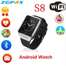 ZGPAX S8 смартфон Bluetooth Смарт часы Android 4,4 MTK6572 двухъядерный с GPS 2.0MP камера WCDMA WiFi MP3 MP4 Smartwatch PK M26 X6