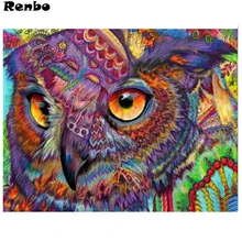 Полная квадратная круглая Алмазная вышивка красочная сова картина Стразы фото на заказ 5D Diy алмазная живопись мозаика домашний декор
