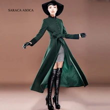 Офисная Женская осенне-зимняя одежда, куртка, женское однобортное длинное дизайнерское пальто, кружевное пальто с воротником-стойкой, тонкое длинное пальто