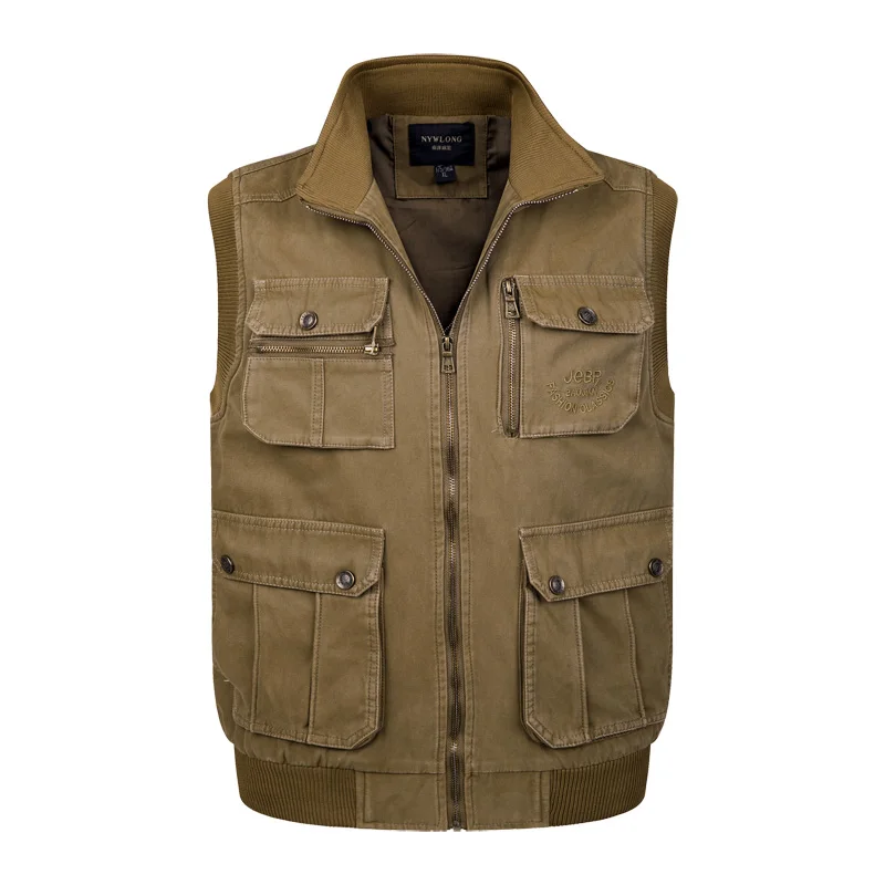Men's Pockets Vest Sleeveless Cotton Down Winter Thick Warm Outwear Jacket Coat Male multi