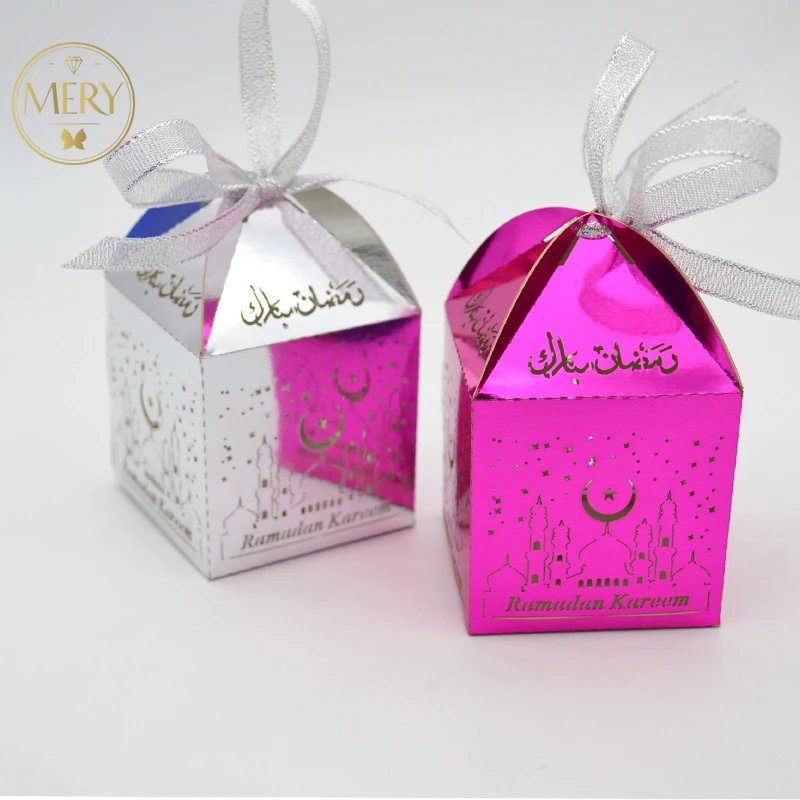 Happy Eid Mubarak коробка для конфет муслиновый, для подарка коробка с лазерной обработкой арабский Рамадан Карельская коробка с свободная лента