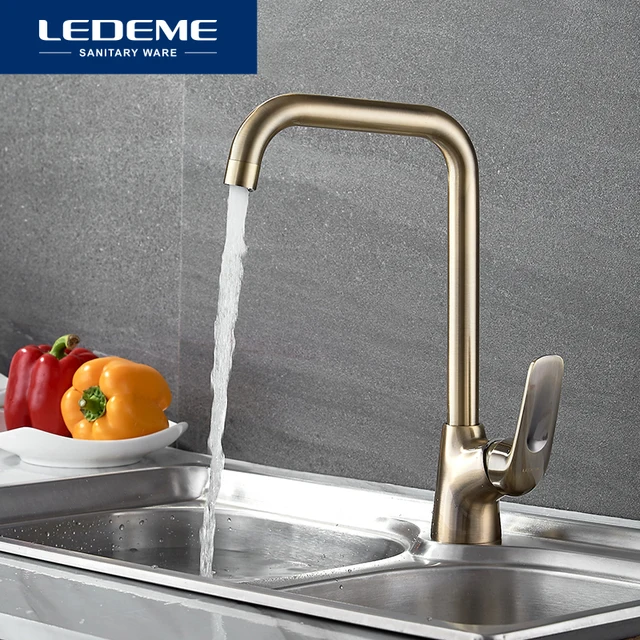 Best Offers LEDEME Kitchen Faucets Brass Pull Out Single Handle Single Hole Finish 360 Swivel Mixers Taps Kitchen Tap Sink Mixer L4048C