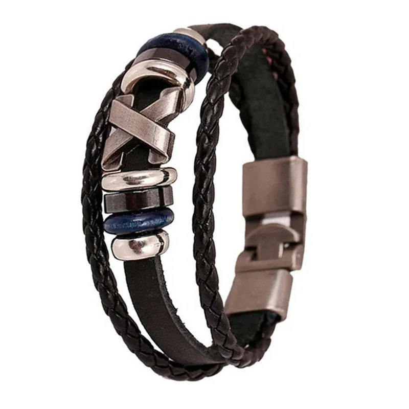 

New fashion women Leather Jewelry Punk Bracelet Stainless Steel Fittings 1635#1