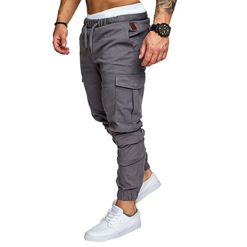 Брендовые мужские брюки, повседневные обтягивающие Стрейчевые брюки с несколькими карманами, спортивные брюки, мужские брюки-карго цвета хаки для мужчин, мужские брюки для бега, фитнеса