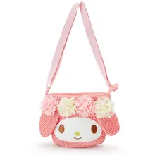 Модная летняя розовая соломенная сумка My Melody с милым мультипликационным принтом «лолита», Цветочная сумка-мессенджер для девочек, маленькие сумки через плечо