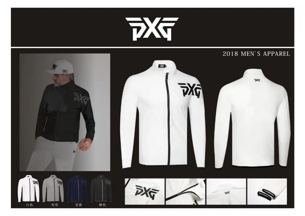 

Men's Golf Jacket Zipper PXG Single Layer Thin jacket Outdoor Sports Outwear with male Clothes 4 colors Autumn