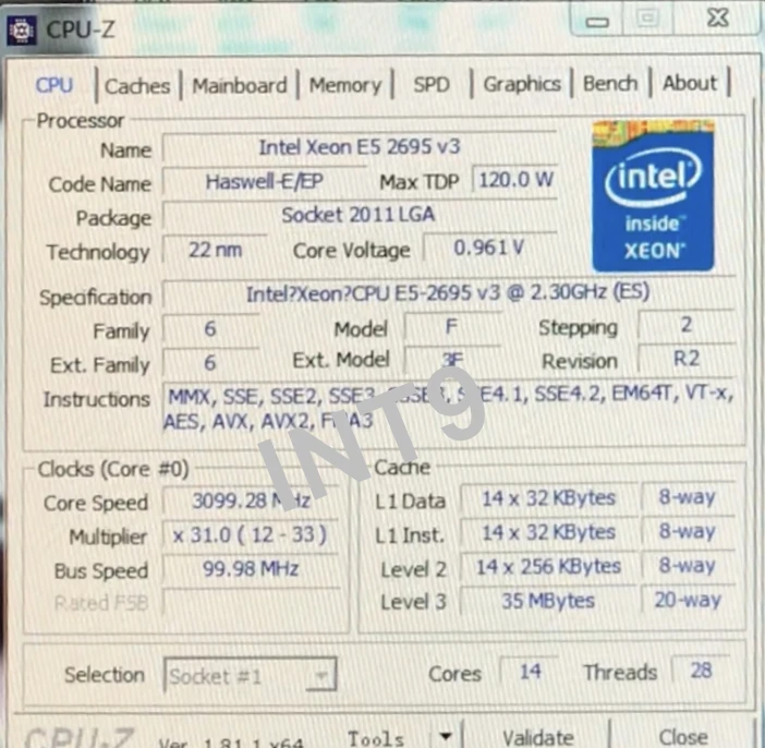 Intel ЦП Xeon E5-2695V3 QS версия 2,3 ГГц 14-ядер 35 м 120W LGA2011-3 E5-2695 V3 процессор E5 2695V3 E5 2695 V3