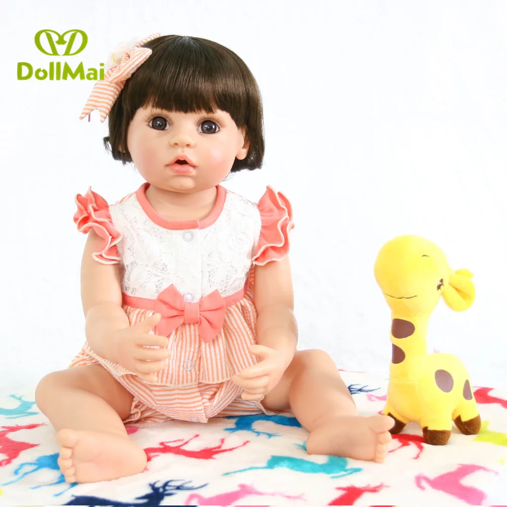 DollMai 2" /56 см полная силиконовая виниловая кукла для малышей игрушки красивое платье принцесса для маленьких девочек игрушка прекрасный детский игровой дом
