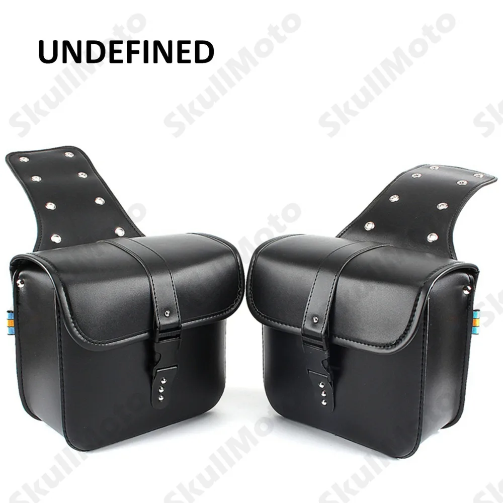 

Black PU Leather Motorcycle Parts Side Saddle Bags Tool Luggage Pannier Cruiser UNDEFINED