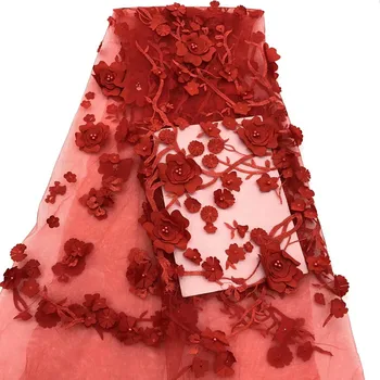 

2018 Latest 3D French Nigerian Laces Fabrics High Quality Tulle African Laces Fabric Wedding African French Tulle Lace RF71-77