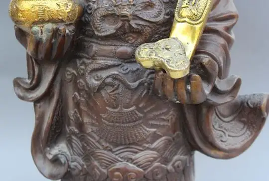 

S2087 20"Chinese Bronze gilt Wealth Treasure Bowl Dragon stand Mammon God Ruyi statue discount 30% (C0324)