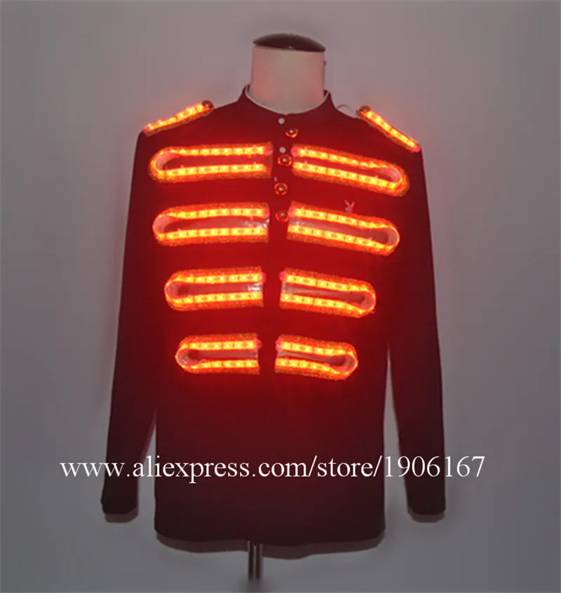  Robot men dance costumes led RGB light t-shirt long sleeves party wears colorful clothe luminous glowing coat dj outfits DS2