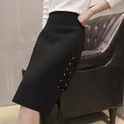 Новая корейская мода юбки элегантные юбки женские с эластичной талией вязаная юбка Зимняя женская вязаная одежда SD316