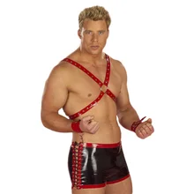 Сексуальные виниловые кожаные мужские трусы-боксеры, нижнее белье Гей jockstrap homme сексуальные эротические боксеры W7023