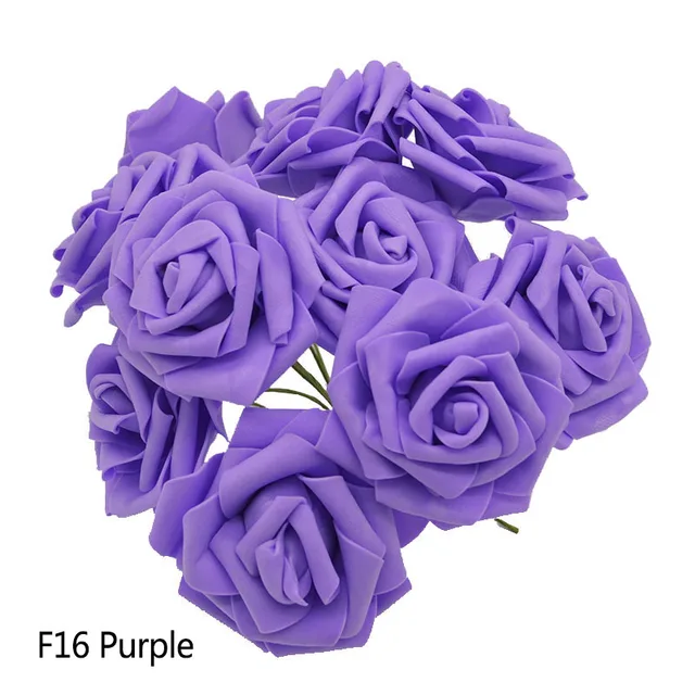 10/20/30 Heads 8CM New Artificial PE Foam Rose Flowers Bride Bouquet Home Flower Wedding Decorations Scrapbooking DIY Flower purple