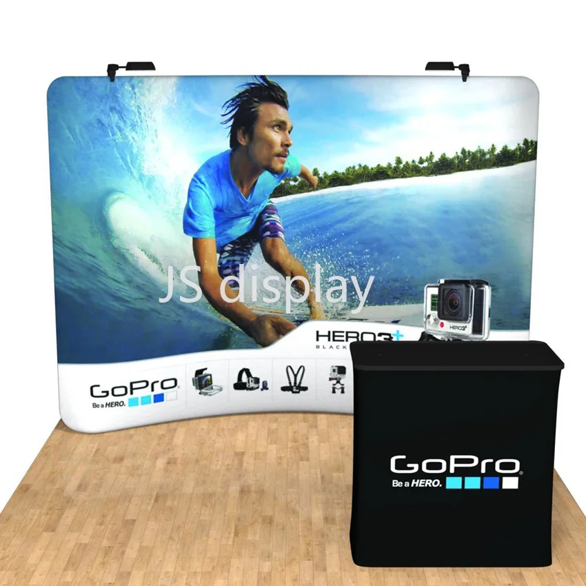 

10ft Portable Curved Tension Fabric Trade Show Display Exhibition Pop Up Stand Banner Booth Exhibits Custom Graphic Printing
