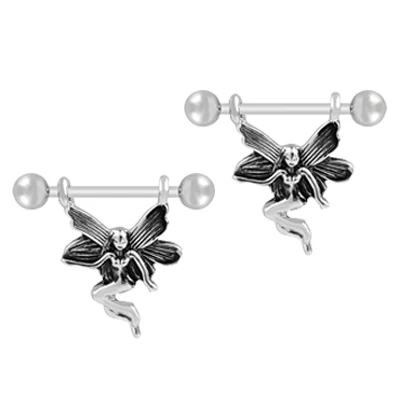 1 Pair Lucky Charms Angel Fairy Design 16g Nipple Ring Bar Shields Body Jewelry Piercing