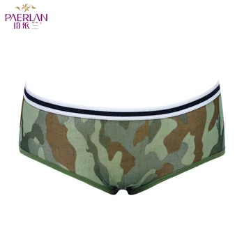

PAERLAN Green Women Pantie Stripes Lycra Low Waist Briefs Sexy Hip Underwear Comfortable Seamless Camouflage Support Wholesale
