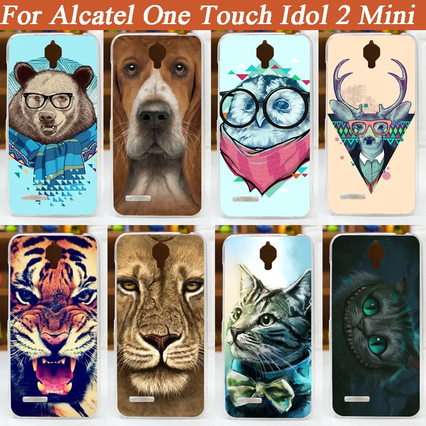 

hot pattern tiger lion bear cat animals Painting case for Alcatel One Touch Idol 2 Mini 6016 6016D 6016A 6016E 6016X Case Cover