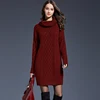 2022 mujeres moda cuello alto grueso suéter Vestidos más tamaño Casual Sexy tejido algodón Otoño Invierno vestido Vestidos ► Foto 1/6