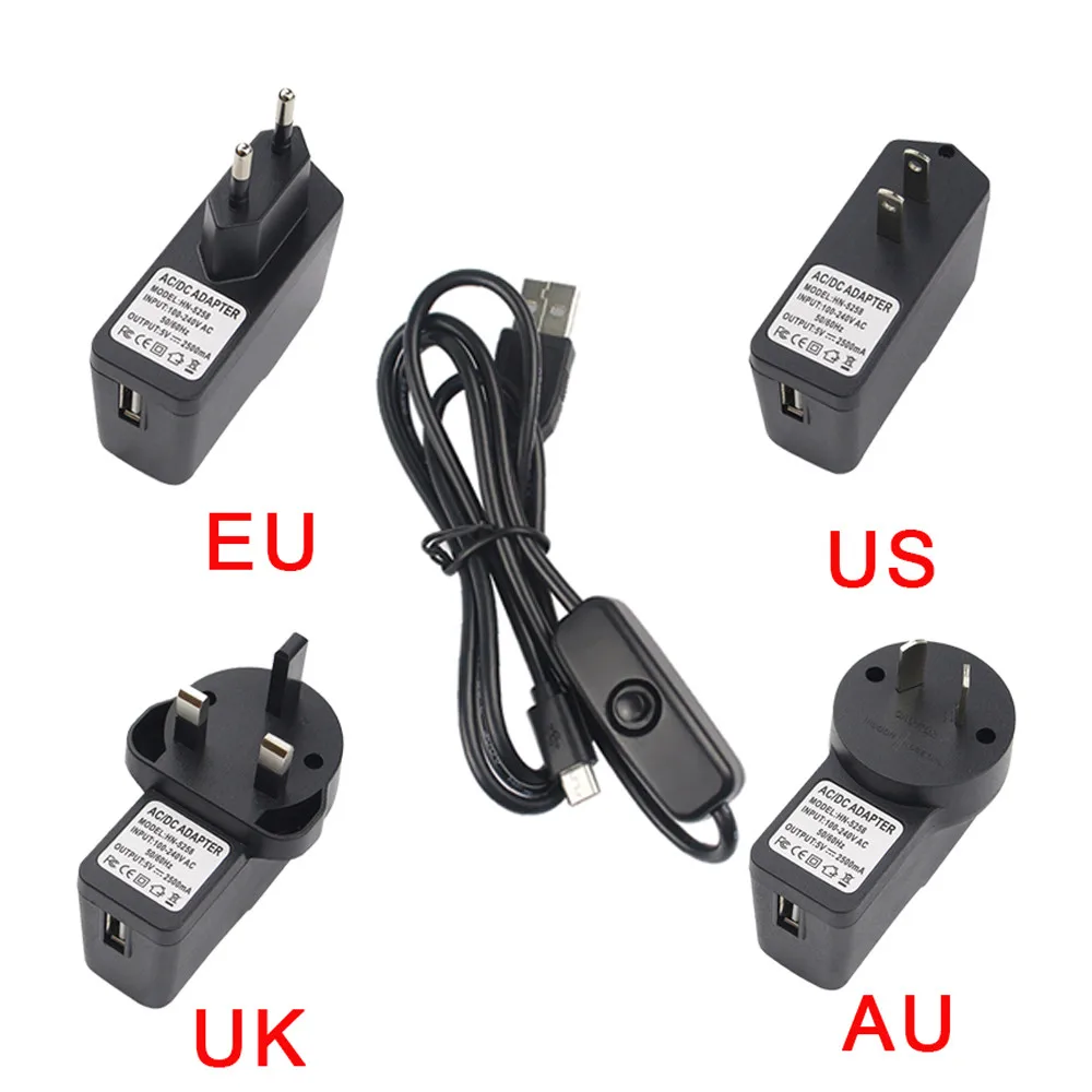 Для Raspberry Pi 3 адаптер питания 5 В 2.5A зарядное устройство адаптер питания Micro usb зарядный кабель с переключателем для Raspberry Pi 3 2