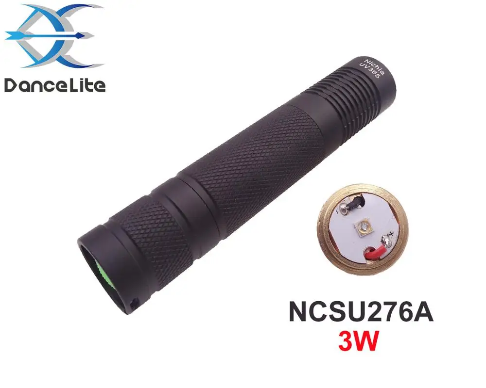 Dancelite S9 Nichia UV 365nm 6 W/3 W 1-MODE светодиодный фонарик Фонарь ультрафиолетового 365nm для обнаружения денег(УФ - Испускаемый цвет: 3W (NCSU276A)