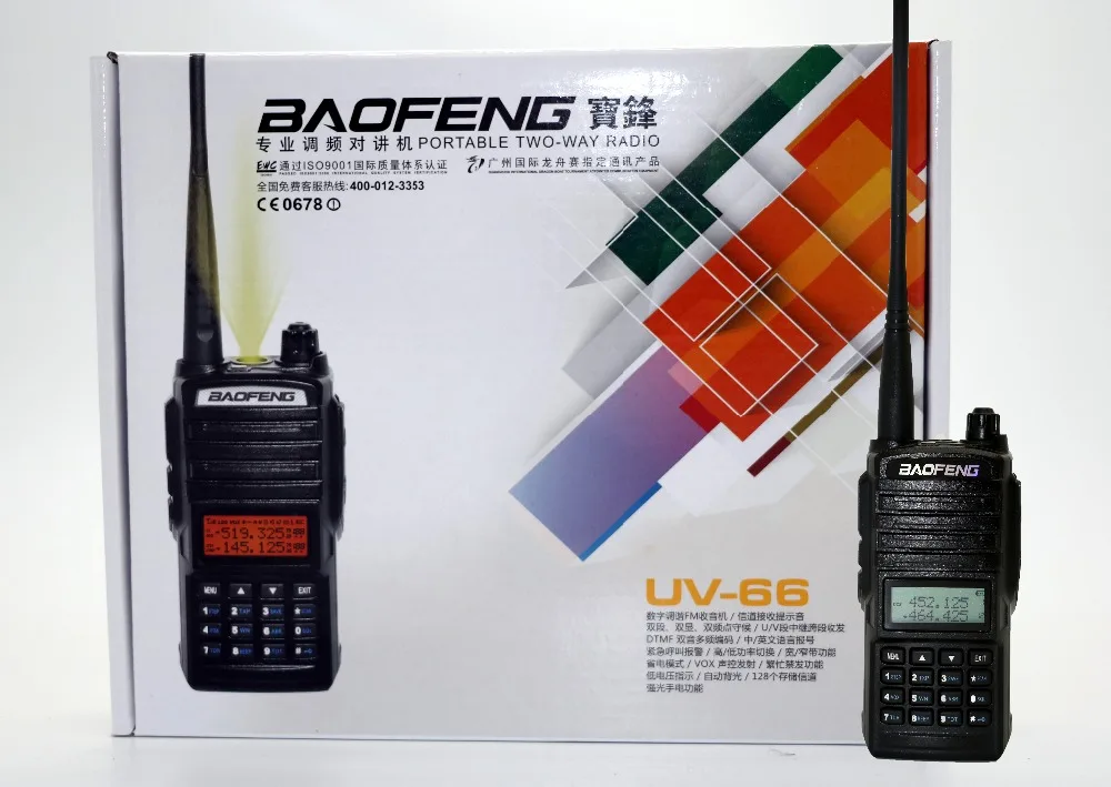 

2pcs BaoFeng UV-66 Walkie Talkie CB radio 128CH 5W Dual band VHF UHF Flashlight Handheld UV66 For Hunting Portable Transceiver