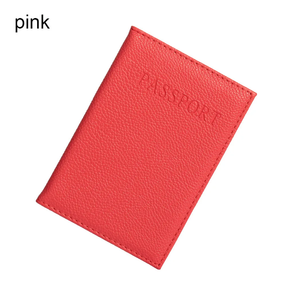 1 шт. модный держатель для кредитных карт PU держатель для паспорта ID Кредитная карта билета путешествия паспорт файл папка сумка защитный чехол - Цвет: Розовый