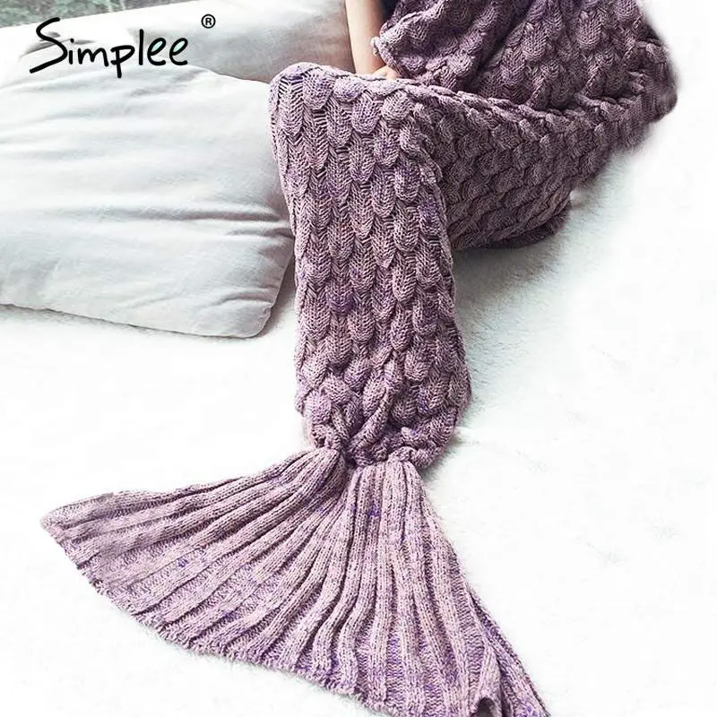 Одеяло «хвост русалки» для дивана теплое одеяло ручной вязки крючком для дивана для взрослых USXN - Цвет: 3