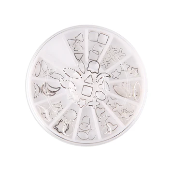 

60Pcs/Box 1 Wheel Metal Alloy DIY Silver Hollow Triangle Square Studs Nail 3D Rivets Studs Nail Art Decoration Nails Accessoires
