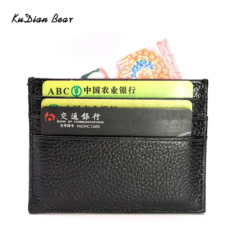 

KUDIAN BEAR Men Credit Card Holder Minimalist Car-Covers For Documents Leather Bus Card Wallet Porte Carte BID139 PM49