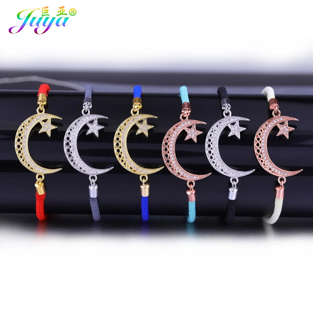 

Juya 6 Colors Adjustable Thread Chains Crescent Moon Star Allah Bracelets For Women Men Ramadan Kareem EID Mubarak Gift Jewelry