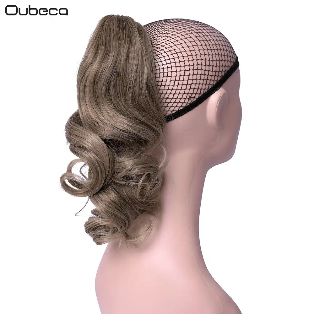 Oubeca Synthetic Claw Clip Wavy Ponytail Extensions Short Cute