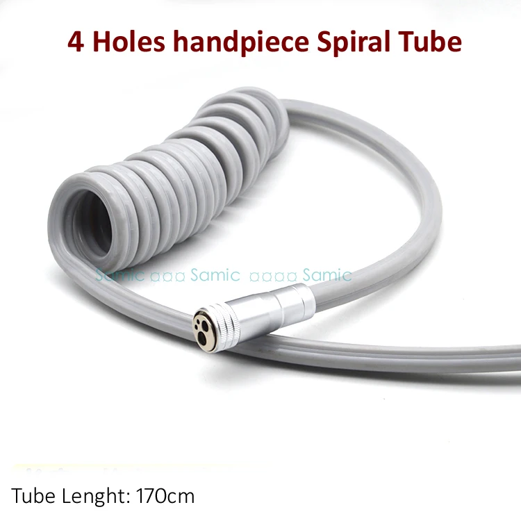 5PCS Dental 4 Holes High Speed handpiece Spiral type Hose Tubing With Connector Dental Chair