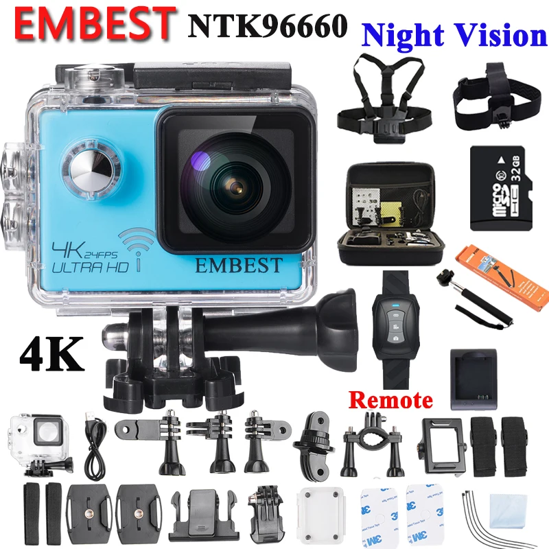 

EMBEST Original Night Vision Action Camera NTK96660 Ultra HD 4K / 24fps 2.0" 170D WiFi Waterproof Sports Mini Cam DVR With Gyro