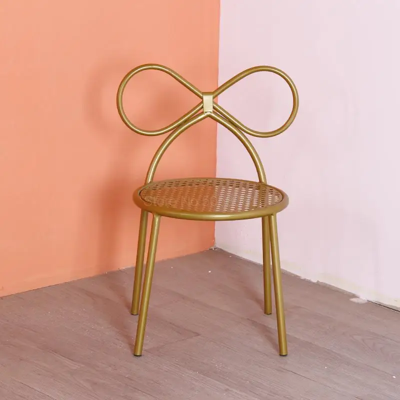Детский обеденный стул для студентов, для учебы, стул с бабочкой, железный, милый, низкий стул, домашний табурет, детский стул со спинкой - Цвет: fy2