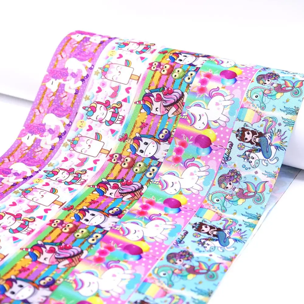 

Free shipping 50 yard per size unicorn ribbon printed grosgrain ribbon 30644