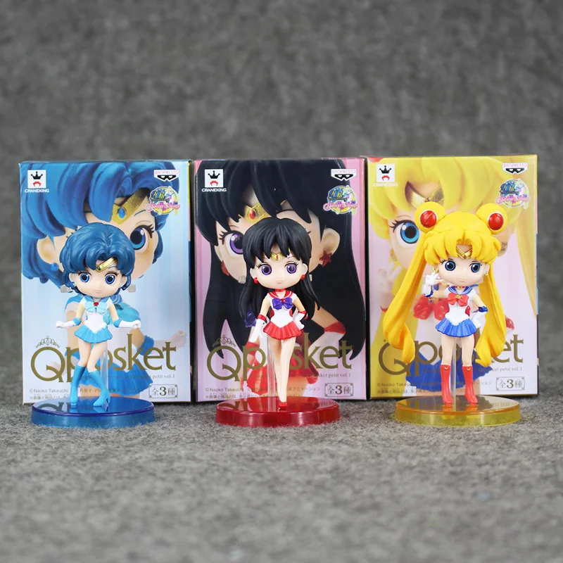 3 шт./лот Q posket Сейлор Мун Tsukino Меркурий Mizuno Ami Марс Hino Rei ПВХ фигурка игрушка|figure