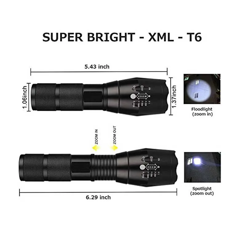 Ultrafire светодиодный светильник-вспышка XML-T6 18650 Zoom Flash светильник+ Q5 Мини Тактический светильник-вспышка фонарь-Вспышка водонепроницаемый походный светильник